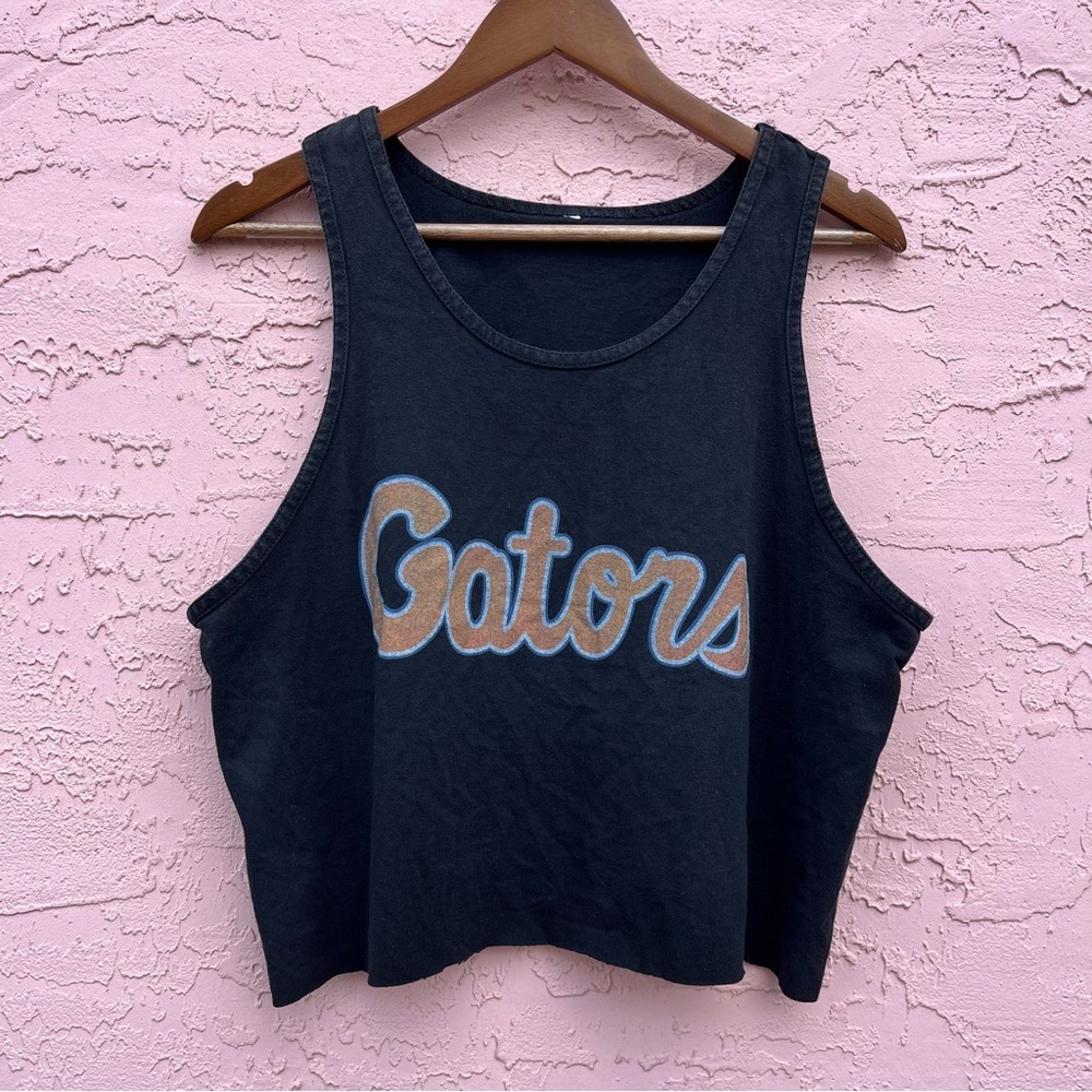 Florida Gators Graphic Tank Top Reworked Black Orange Blue Patina Distressed